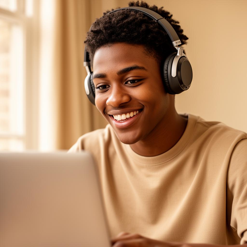 A student smiling while using the Student Companion AI